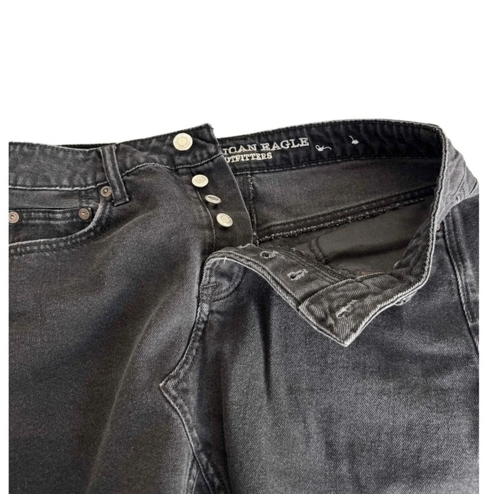American Eagle AE Skirt Jean 4‎ Pocket Mini Black Denim Frayed Hem Y2K Design